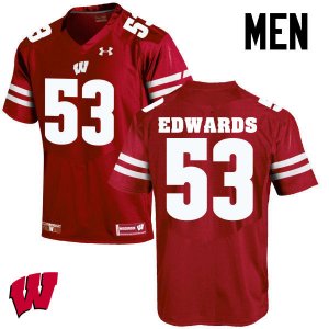 Men's Wisconsin Badgers NCAA #53 T.J. Edwards Red Authentic Under Armour Stitched College Football Jersey JQ31V45FG